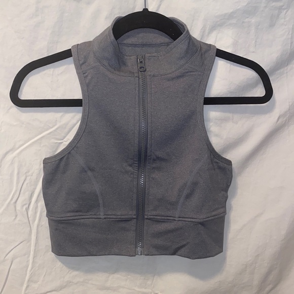 SASKI - zip front sports bra Grey M - Picture 2 of 9